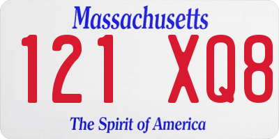 MA license plate 121XQ8