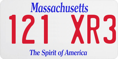 MA license plate 121XR3