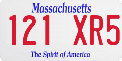 MA license plate 121XR5