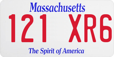 MA license plate 121XR6