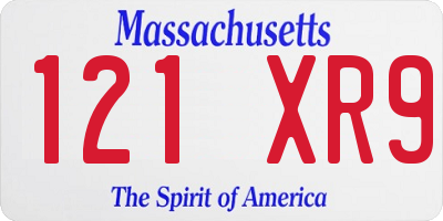 MA license plate 121XR9