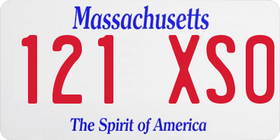 MA license plate 121XS0