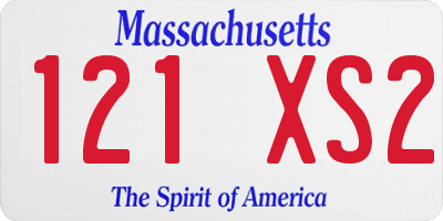 MA license plate 121XS2