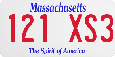 MA license plate 121XS3