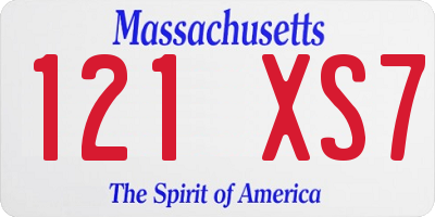 MA license plate 121XS7