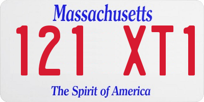 MA license plate 121XT1