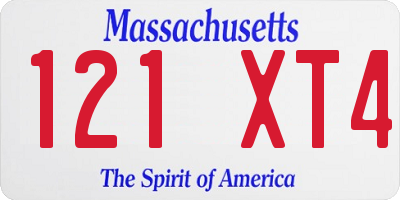 MA license plate 121XT4