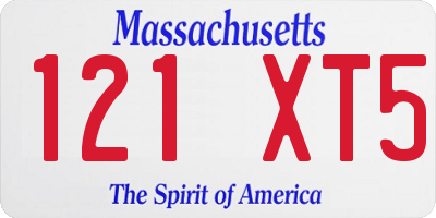 MA license plate 121XT5