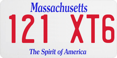 MA license plate 121XT6