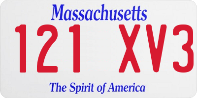 MA license plate 121XV3