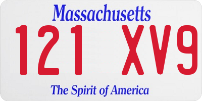 MA license plate 121XV9