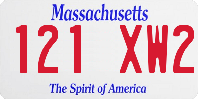 MA license plate 121XW2