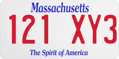 MA license plate 121XY3