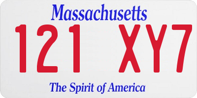 MA license plate 121XY7