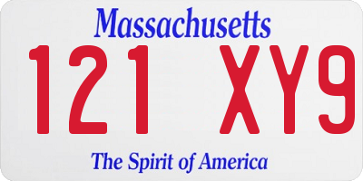 MA license plate 121XY9