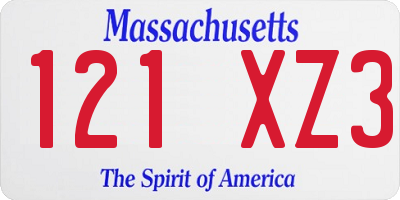 MA license plate 121XZ3