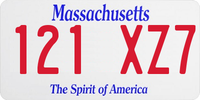 MA license plate 121XZ7