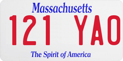 MA license plate 121YA0