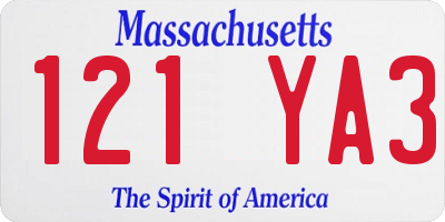 MA license plate 121YA3