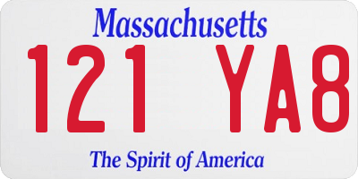 MA license plate 121YA8