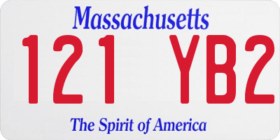 MA license plate 121YB2