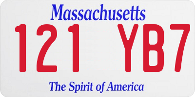 MA license plate 121YB7