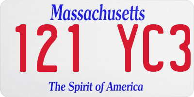 MA license plate 121YC3