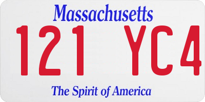 MA license plate 121YC4