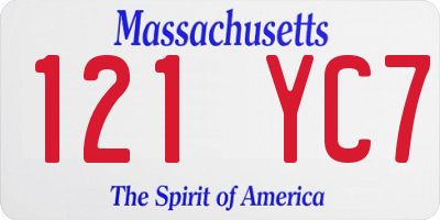 MA license plate 121YC7