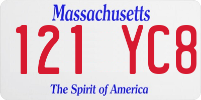 MA license plate 121YC8
