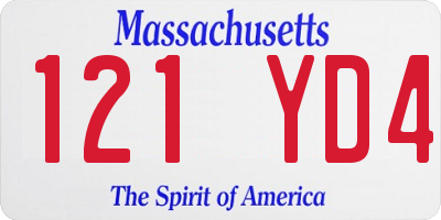MA license plate 121YD4