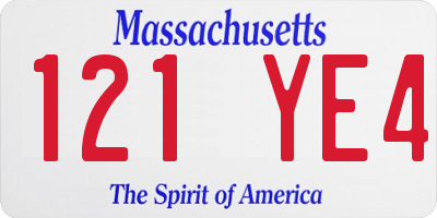 MA license plate 121YE4