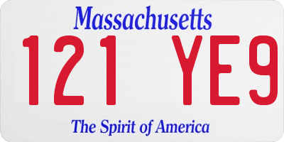 MA license plate 121YE9