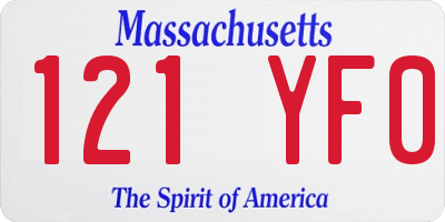 MA license plate 121YF0