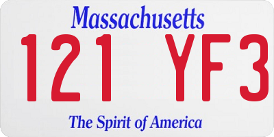MA license plate 121YF3