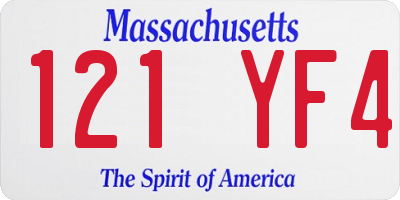 MA license plate 121YF4