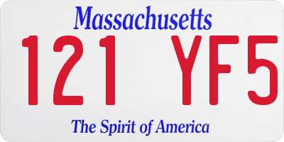 MA license plate 121YF5