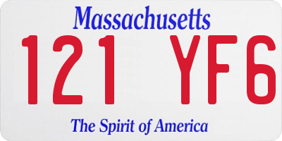 MA license plate 121YF6