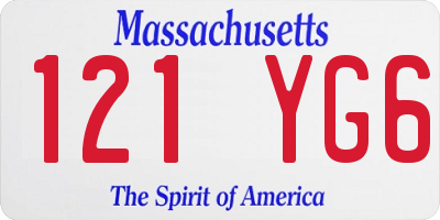 MA license plate 121YG6