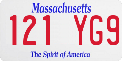 MA license plate 121YG9