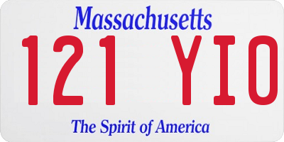 MA license plate 121YI0