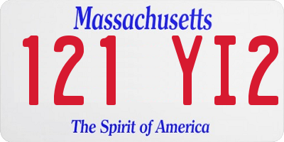 MA license plate 121YI2
