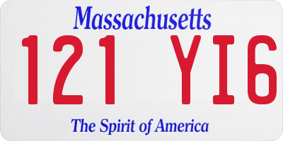 MA license plate 121YI6
