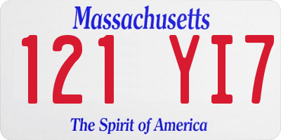 MA license plate 121YI7