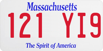 MA license plate 121YI9