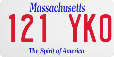 MA license plate 121YK0