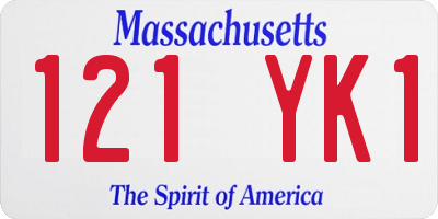 MA license plate 121YK1