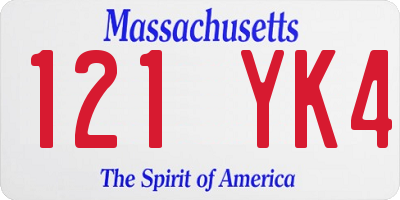 MA license plate 121YK4