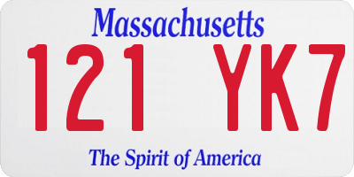 MA license plate 121YK7