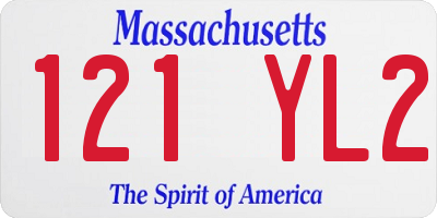 MA license plate 121YL2